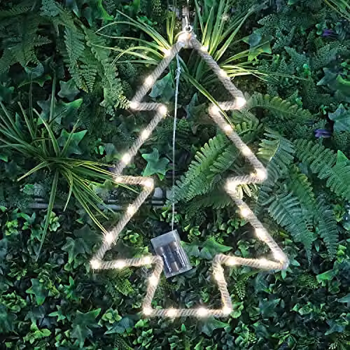 Shatchi Christmas Tree Silhouette LED Hemp Rope Lights in Brown and Beige