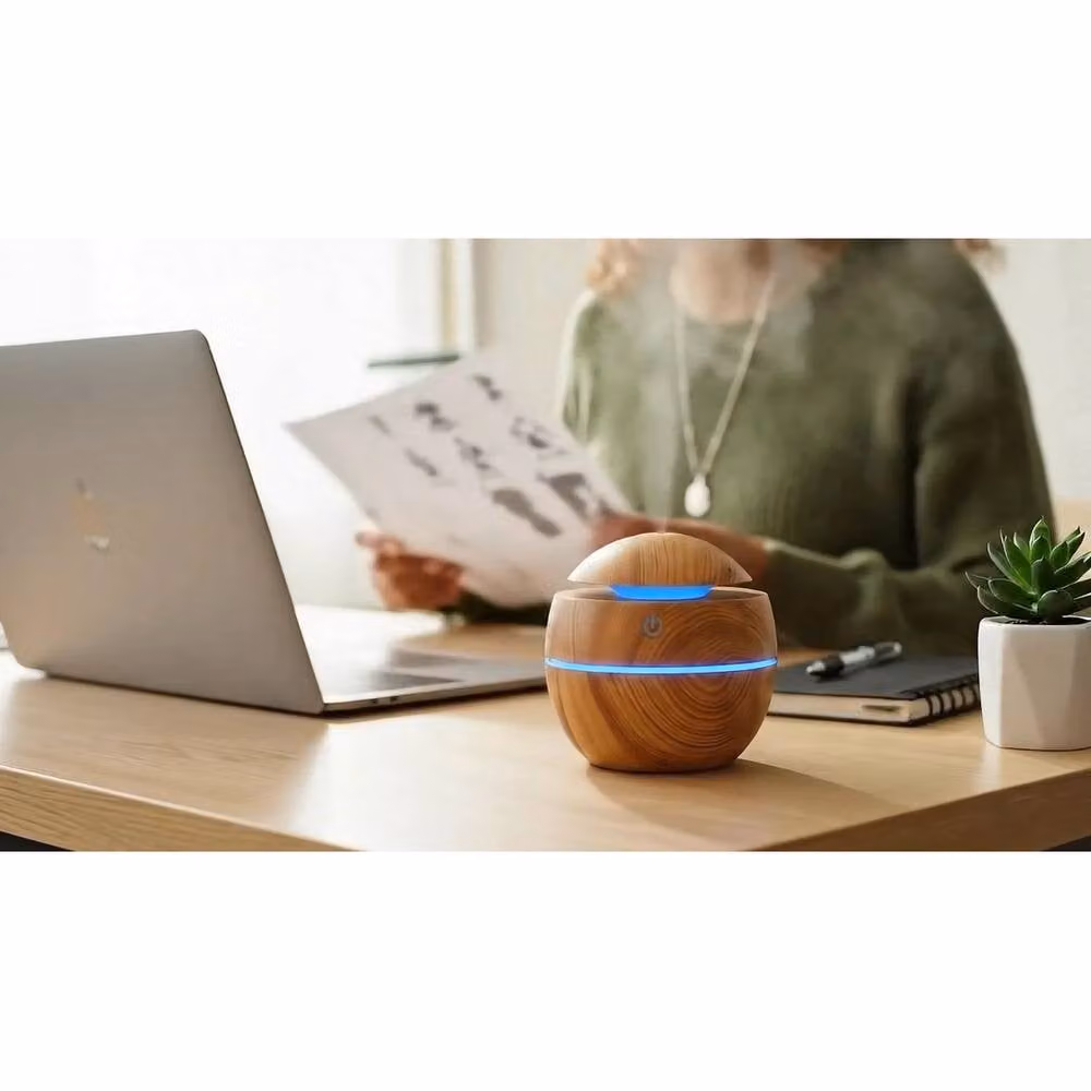 EONLION Mini USB Aroma Diffuser Mist Humidifier, Brown, 130ml – 3
