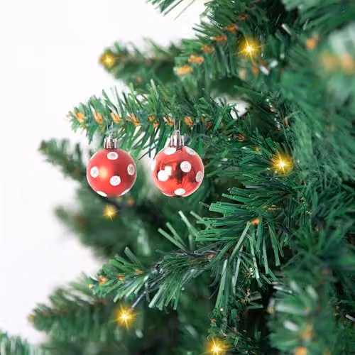 Shatchi Christmas Bauble Hanging Decorations, Red and White Polka Dot Plastic Ornaments, 24 Pack, Diameter: 3 cm – 5