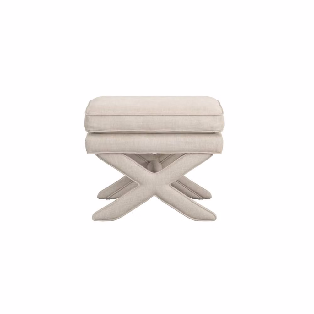 Wyld Haus Theodor Stone Linen Blend Stool in Beige and Sand, W/D/H: 45 x 45 x 49.5 cm – 2