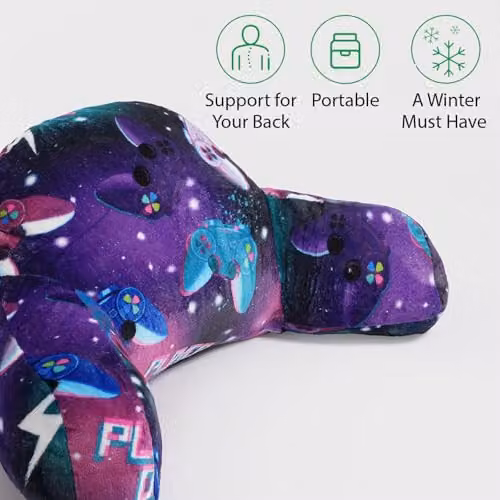 OHS Purple Neon Fleece Cuddle Cushion for Kids with Backrest and Arms – 5