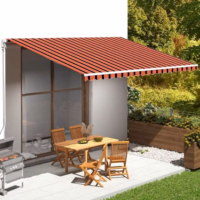 Berkfield Home Replacement Awning Fabric in Orange and Brown, Polyester, W: 5 m, D: 3.5 m – 1