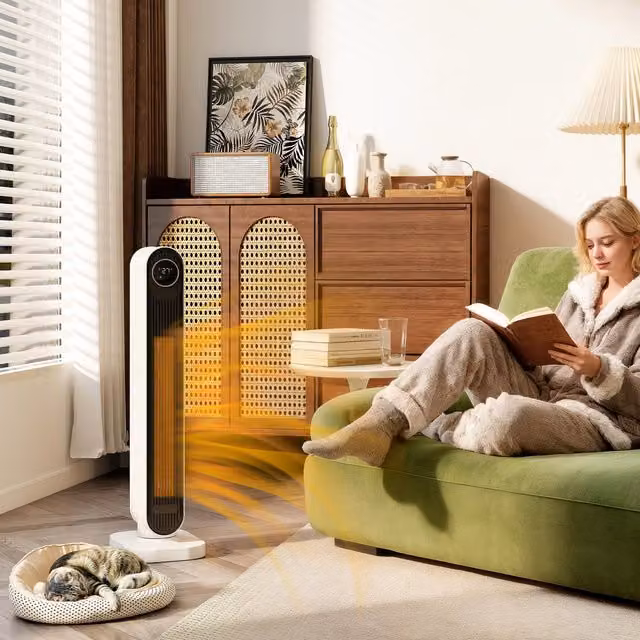 HOMCOM 2000W Ceramic Electric Fan Heater with Overheat and Tilt Protection, White