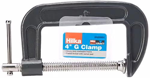 Hilka Heavy Duty Steel G Clamp, Silver, 10.16 cm – 2