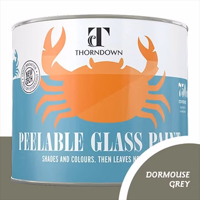 Thorndown Dormouse Grey Peelable Glass Paint, Satin Grey, 11.5 cm
