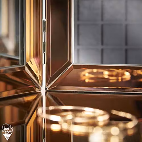 Ice Cream What's Your Flavour? Paloma Rose Gold Desktop Tri-Fold Bevelled Design Tabletop Vanity Mirror – 3