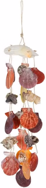 KDMK Vertical Scallop Shell Hanging Mobile in Multicolour and Yellow Nautical Decor