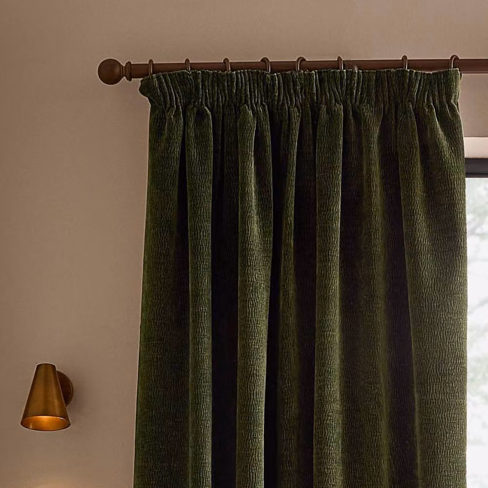 Yard Heath Washed Velvet Pencil Pleat Curtain Pair in Green, Width: 229 cm, Drop: 137 cm – 3