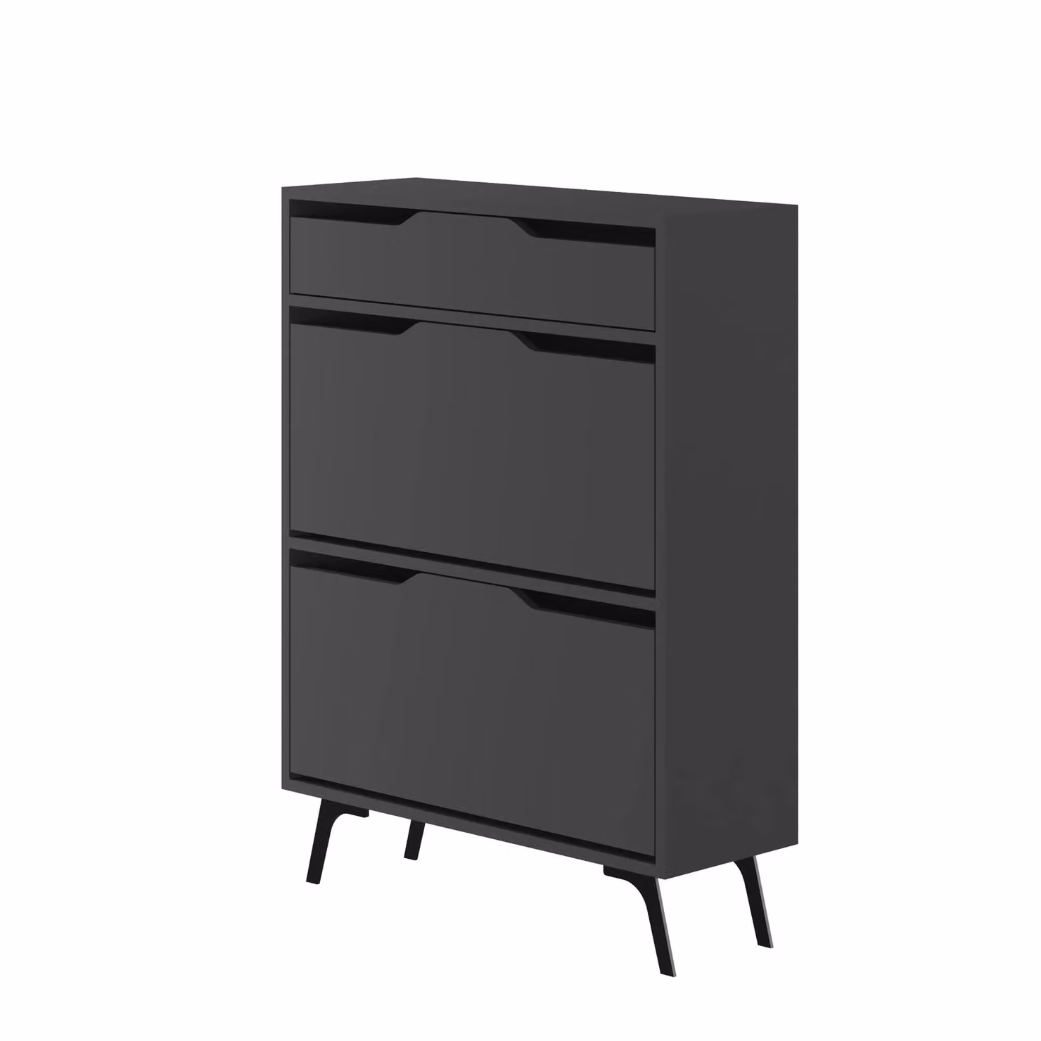 Decortie Asta Modern Shoe Cabinet with Drawer and Tilting Doors in Anthracite Grey, W: 110 cm, H: 81.6 cm, D: 18 cm – 2