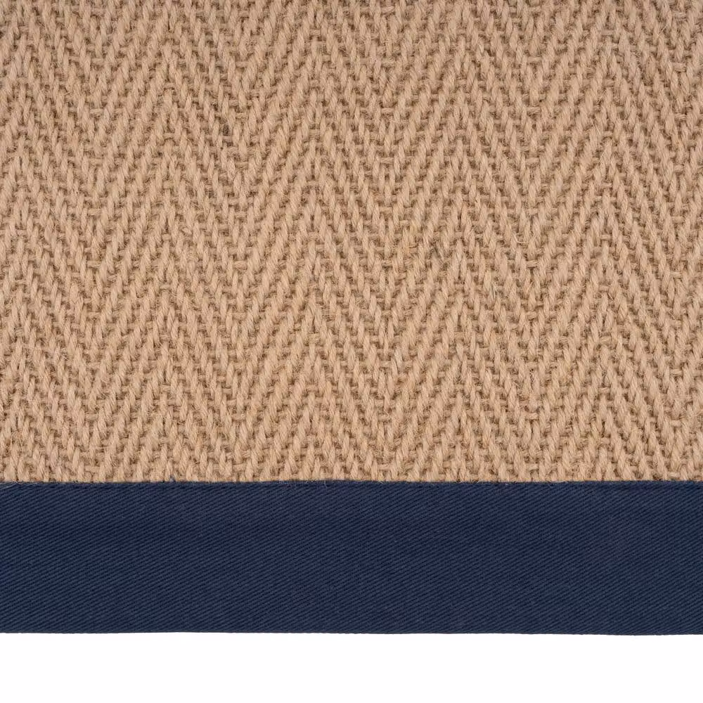 Kukoon Natural Golden Beige and Navy Blue Jute and Cotton Herringbone Pattern Woven Area Rug, W: 120 cm, L: 170 cm – 3