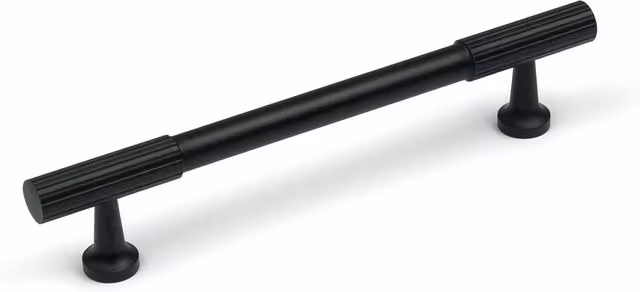 Handle & Home Matt Black Aluminium Reeded Cabinet Bar Handle, Length: 16.8 cm