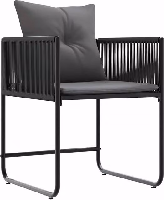 Berkfield Home Set of 4 Modern Black Poly Rattan Garden Chairs with Cushions – 1