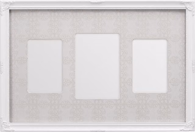 Orsina Multi Photo Frame for 3 Pictures, White or Pink, Modern Rectangular Wall Hanging Frame