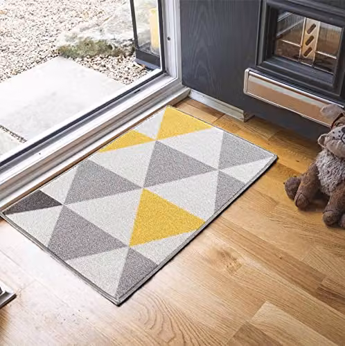 Serdim Rugs Havana Non-Slip Washable Kitchen Floor Mat, Triangle Shape, Gold, W: 57 cm, L: 90 cm – 1