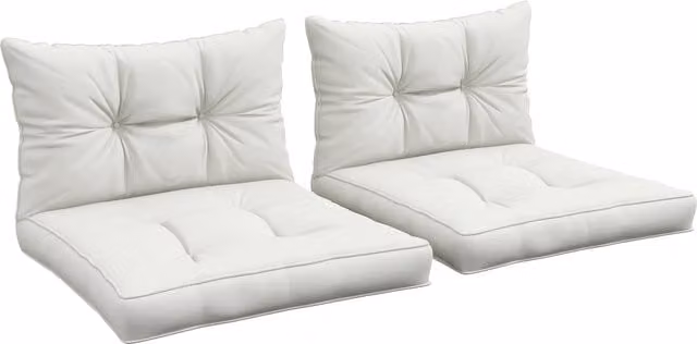 Outsunny Replacement Set of 2 Seat and 2 Back Cushions for Outdoor Furniture, White