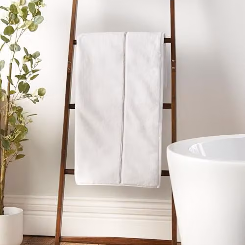 Bianca Zero Twist Satin Stitch Cotton Hand Towel in White, W: 50 cm, H: 85 cm