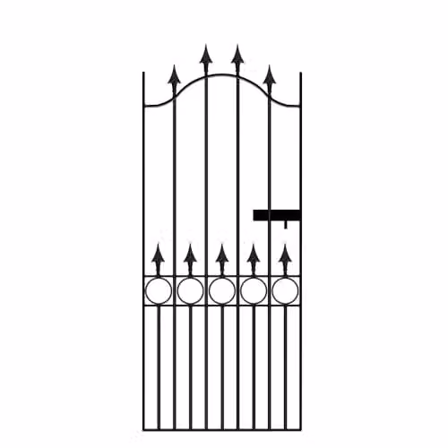 Burbage Iron Craft Balmoral Range Spear Top Tall Single Swing Gate in Black Galvanised Steel, W: 91.4 cm, H: 190.5 cm – 2