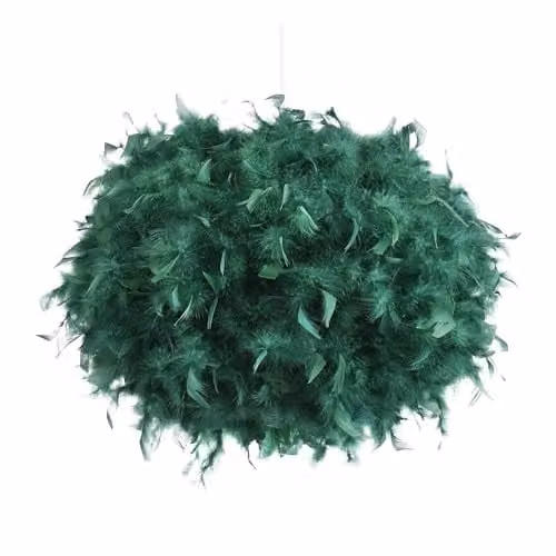 Happy Homewares Green Feather Decorated Sphere Pendant Light Shade – 1