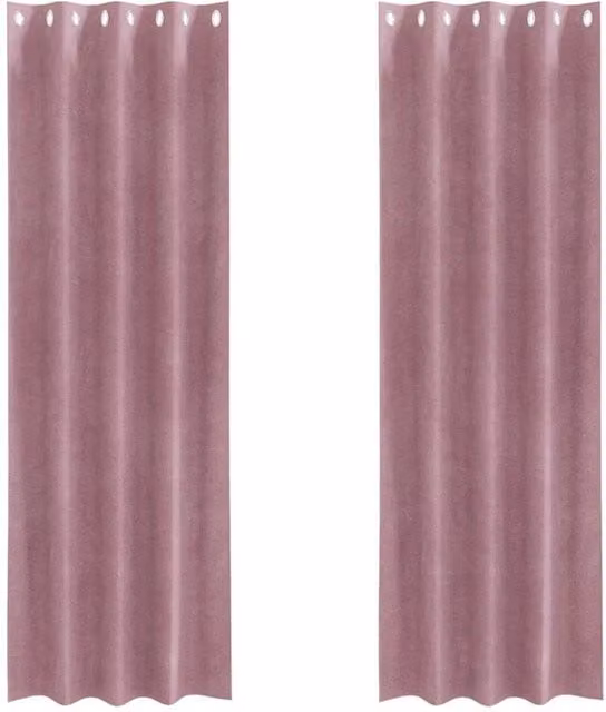 Berkfield Home Pink Velvet Blackout Eyelet Curtains, 2 Pack, W: 140 cm x H: 225 cm – 1