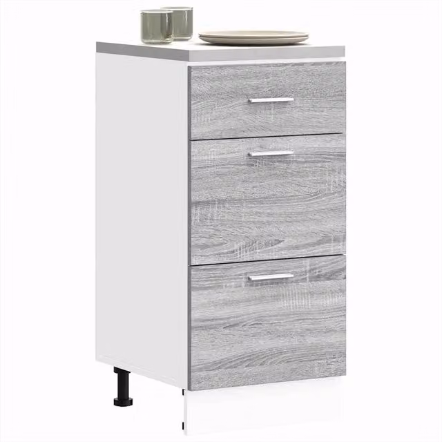 Berkfield Home Sonoma Modern Grey Kitchen Base Unit, W/D/H: 40 x 46 x 81.5 cm