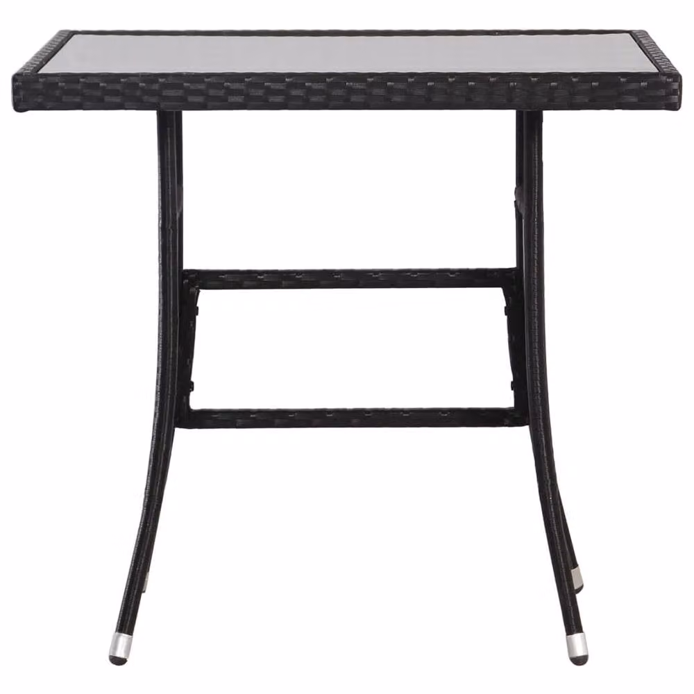 Berkfield Home Black Poly Rattan Square Garden Table W/D/H: 80 x 80 x 74 cm – 3