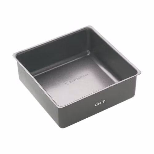 MasterClass Square Non-Stick Deep Cake Tin, Grey Carbon Steel with Loose Base, 23 cm – 1
