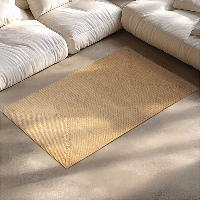 Tectake Round Braided Boho Style Jute and Polyester Blend Rug in Brown and Beige, Diameter: 150 cm