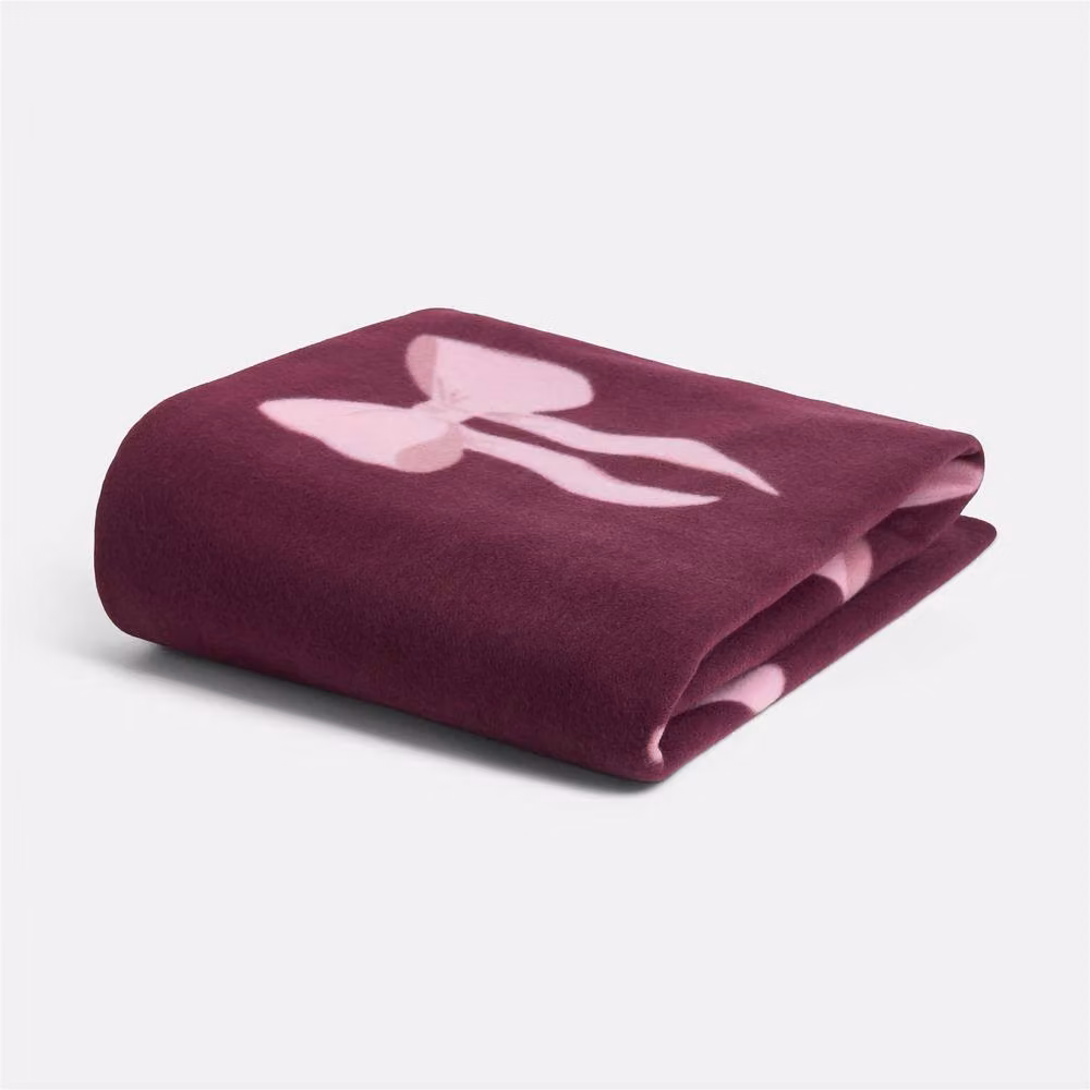 OHS Fluffy Polar Fleece Throw Blanket in Burgundy, W: 200 cm, D: 240 cm – 4