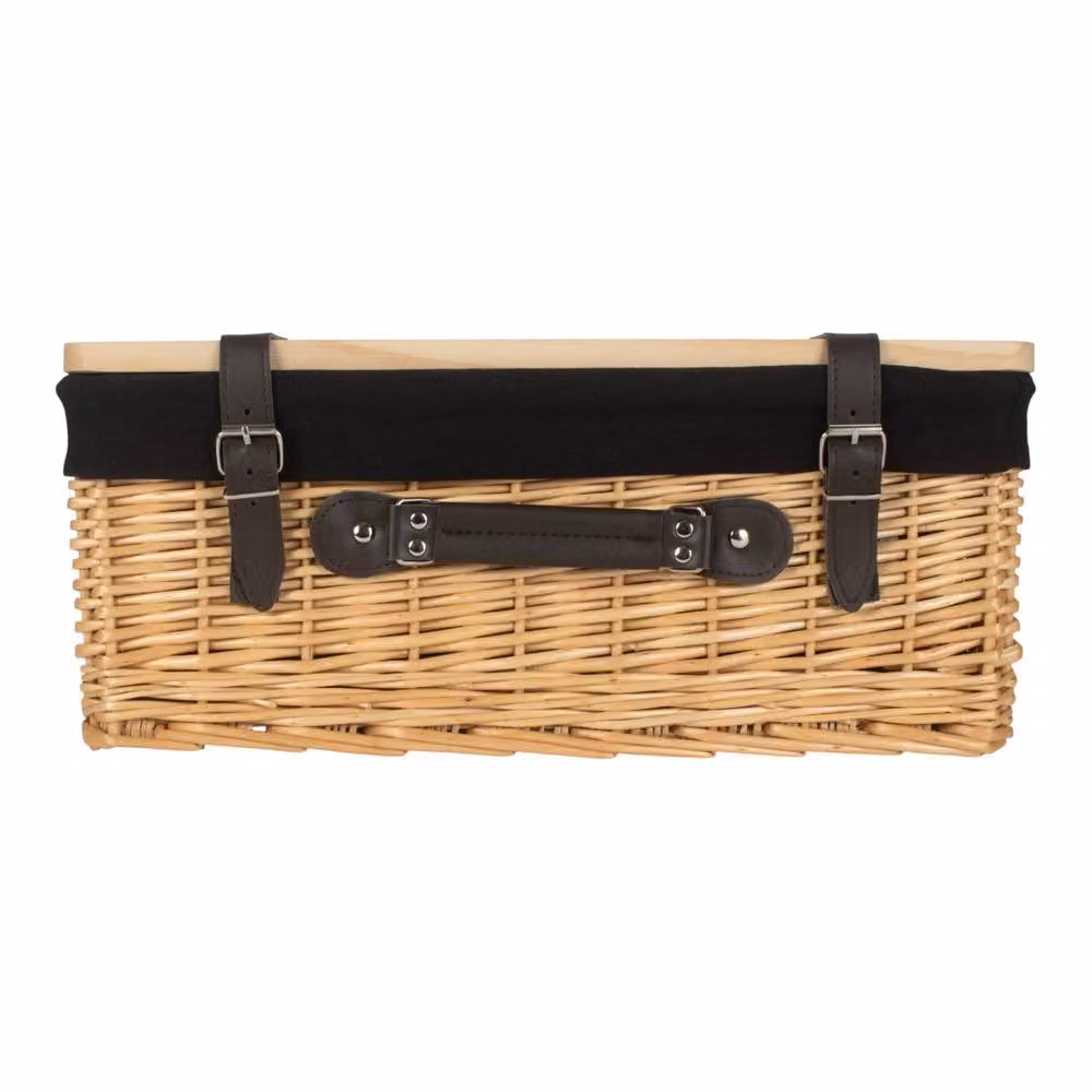 Red Hamper Empty Willow Picnic Basket with Black Lining and Pinewood Lid, Medium, W/D/H: 41.0 x 30.0 x 19.0 cm – 2