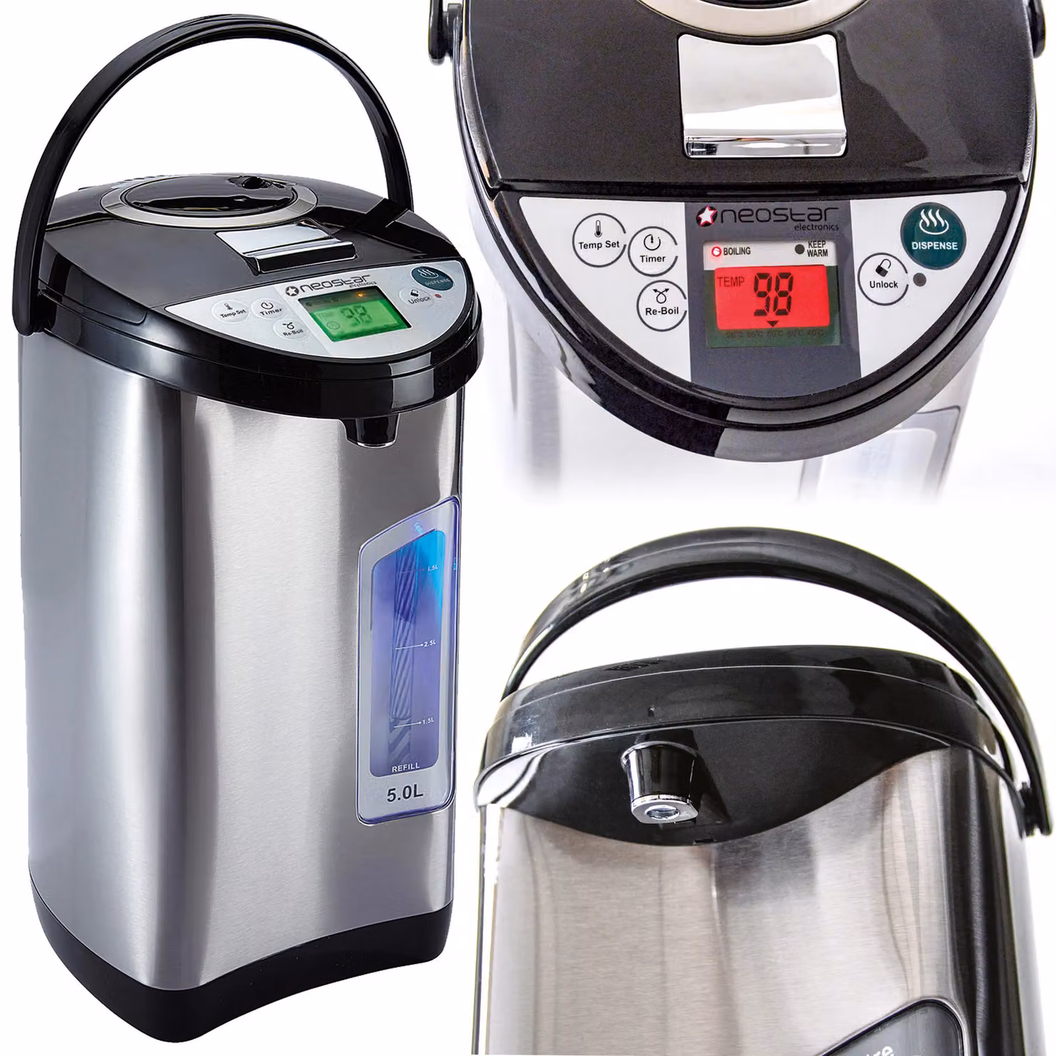 Neostar Perma Therm Insulated Stainless Steel Instant Hot Water Dispenser, Silver, 5L – 5