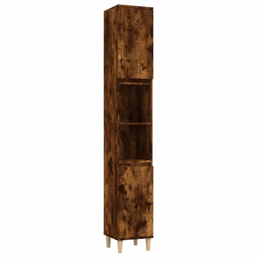 Berkfield Home Smoked Oak Bathroom Cabinet, Brown, W/D/H: 30 x 30 x 190 cm – 2