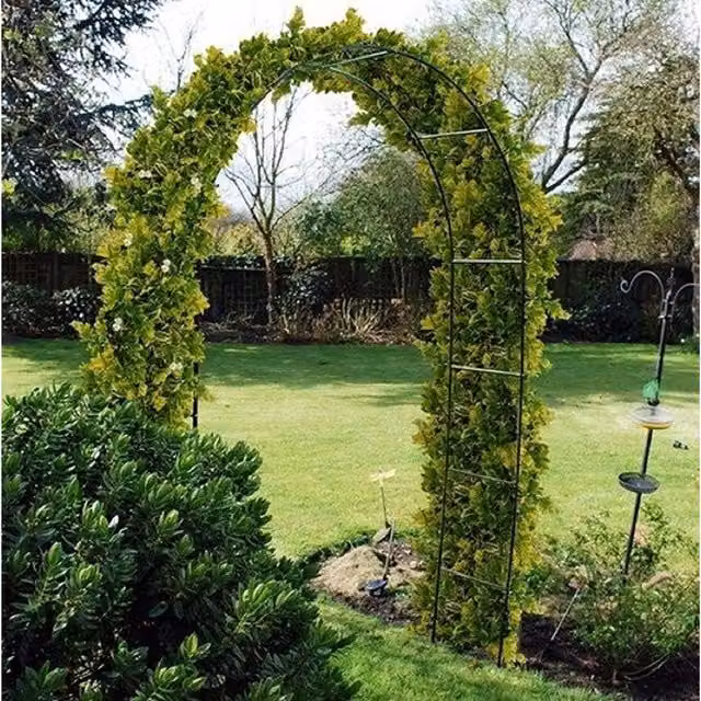 Garden Mile Heavy Duty Steel Garden Arbour with Trellis Support, Black, H 240 cm x W 140 cm x D 38 cm