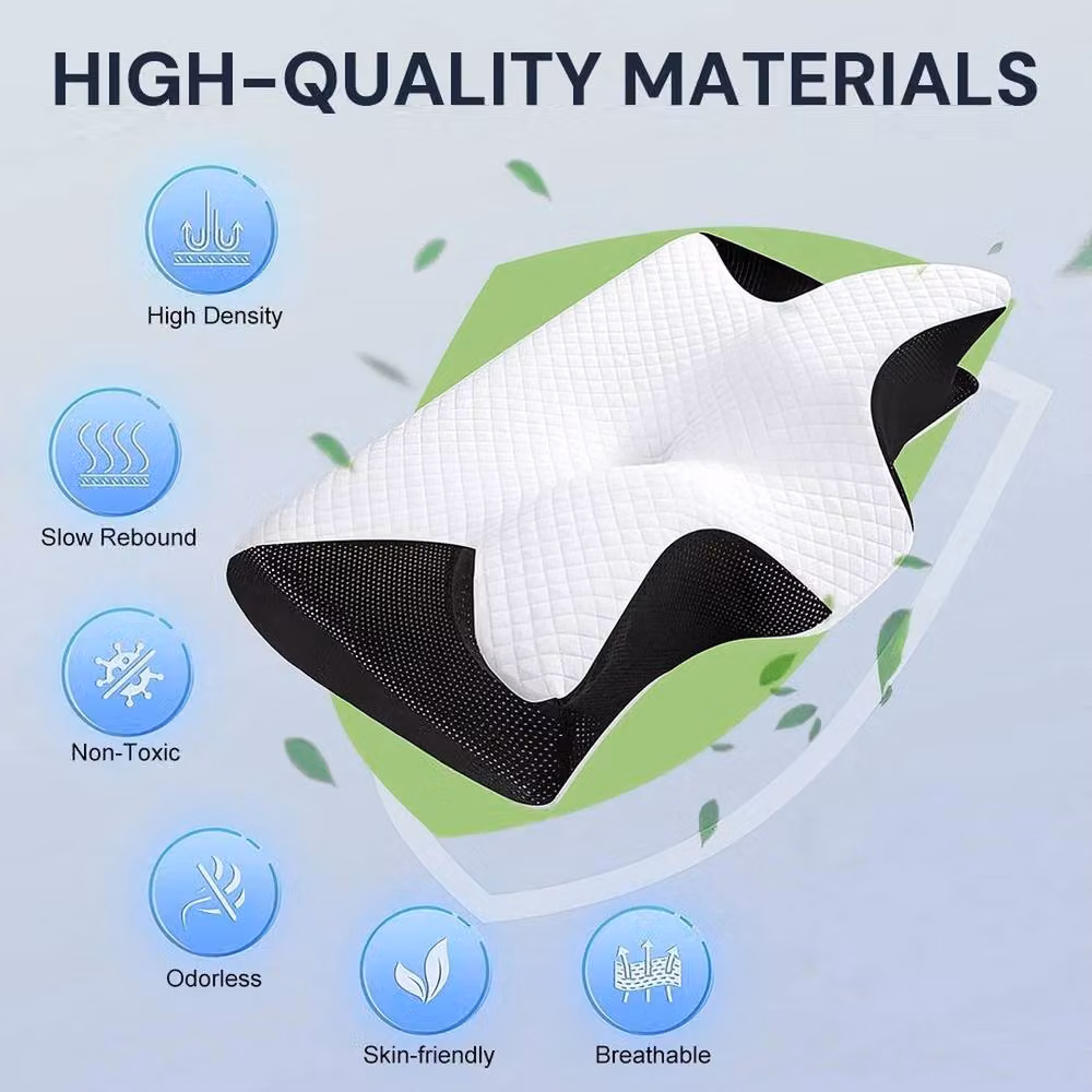 EONLION Memory Foam Cervical Pillow for Neck Support, Suitable for Side, Back and Stomach Sleepers, White – 4