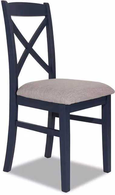 Statement Furniture Florence Crossback Dining Chair with Upholstered Seat in Navy Blue, W45 x D53 x H98 cm