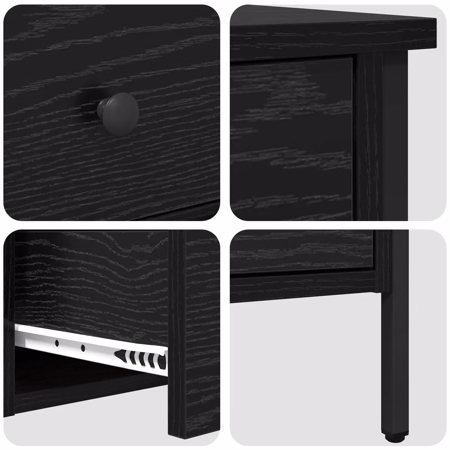 Berkfield Home Black Oak Bedside Cabinet W/D/H: 40 x 42 x 50 cm – 5
