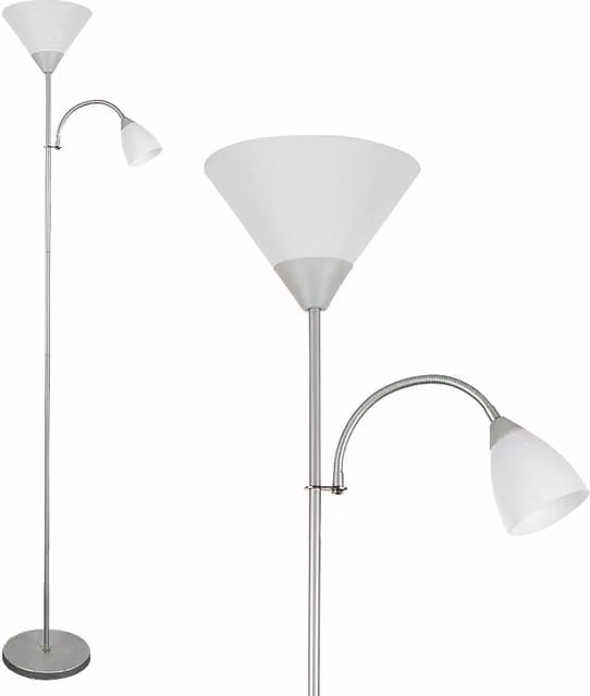 Mozz Mother and Child Adjustable Floor Lamp in Silver