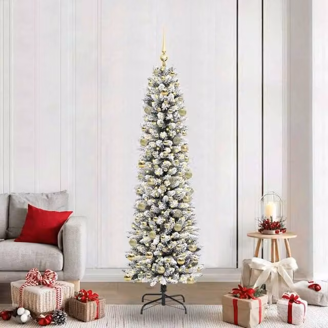 Berkfield Home Artificial Christmas Tree with 300 LEDs in Green, White and Black, Height: 210 cm – 1