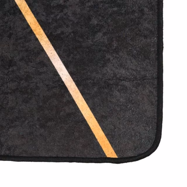 Berkfield Home Washable Round Anti Slip Rug in Black and Gold, Diameter: 80 cm