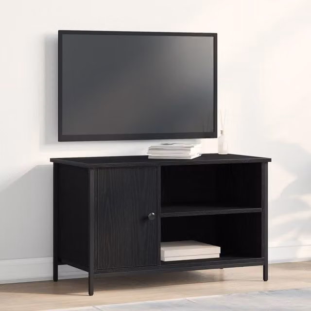 Berkfield Home Black Oak TV Cabinet with Adjustable Shelves and Media Compartments, W/D/H: 80 x 40 x 50 cm – 1