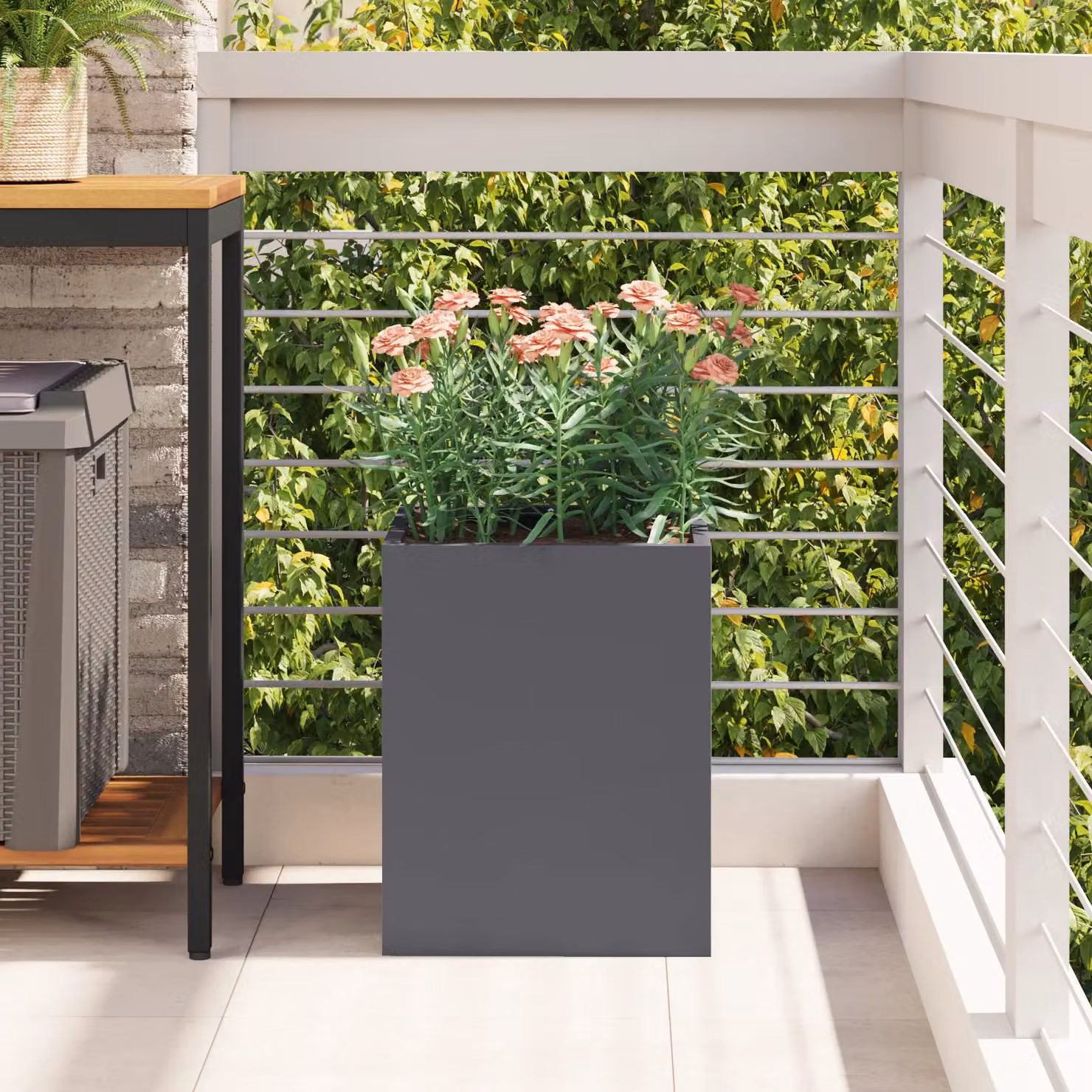 Berkfield Home Anthracite Steel Garden Planter Tub W: 40.0 cm, D: 32.0 cm, H: 32.0 cm – 3
