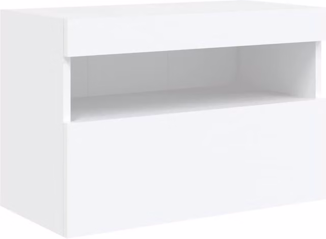 Berkfield Home Modern TV Wall Cabinet with LED Lights in White, W/D/H: 60 x 30 x 40 cm – 1