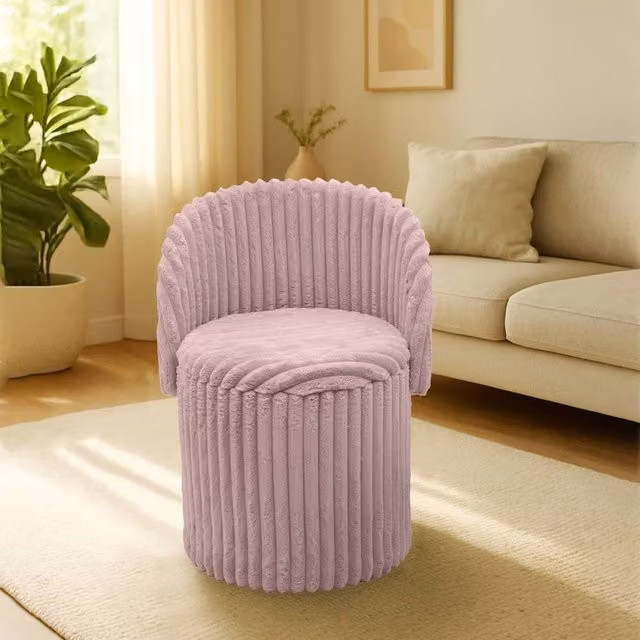 Gaveno Cavailia 3 In 1 Harp Ribbed Ottoman Storage Stool in Pink