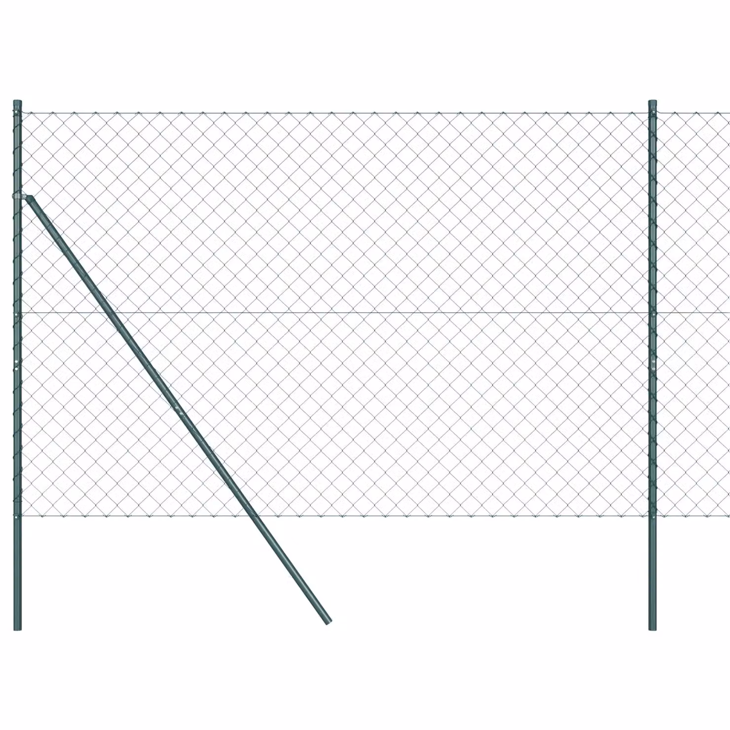 Berkfield Home Green Galvanised Steel Chain Link Fence with 13 Posts, 1.6 x 25 m – 2