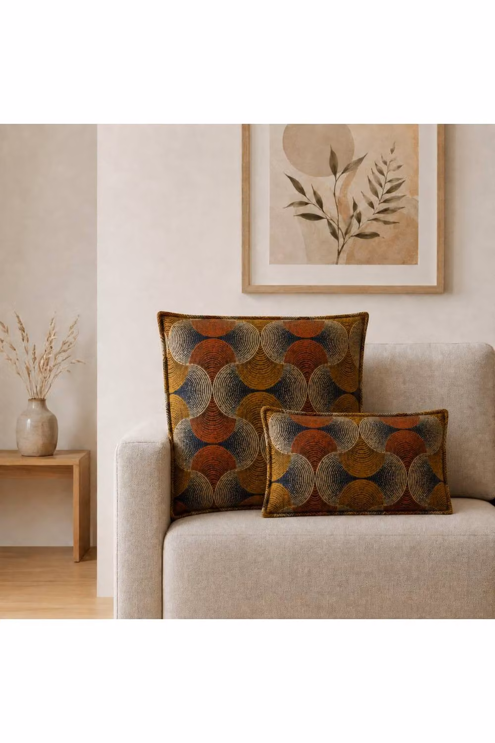 KDMD Urban Swirl Classic Multicolour Cotton Lumbar Cushion Cover – 2