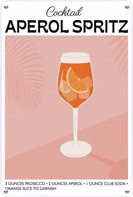 Purely Home Pink Cocktail Recipe Metal Wall Plaque with Modern Typography
