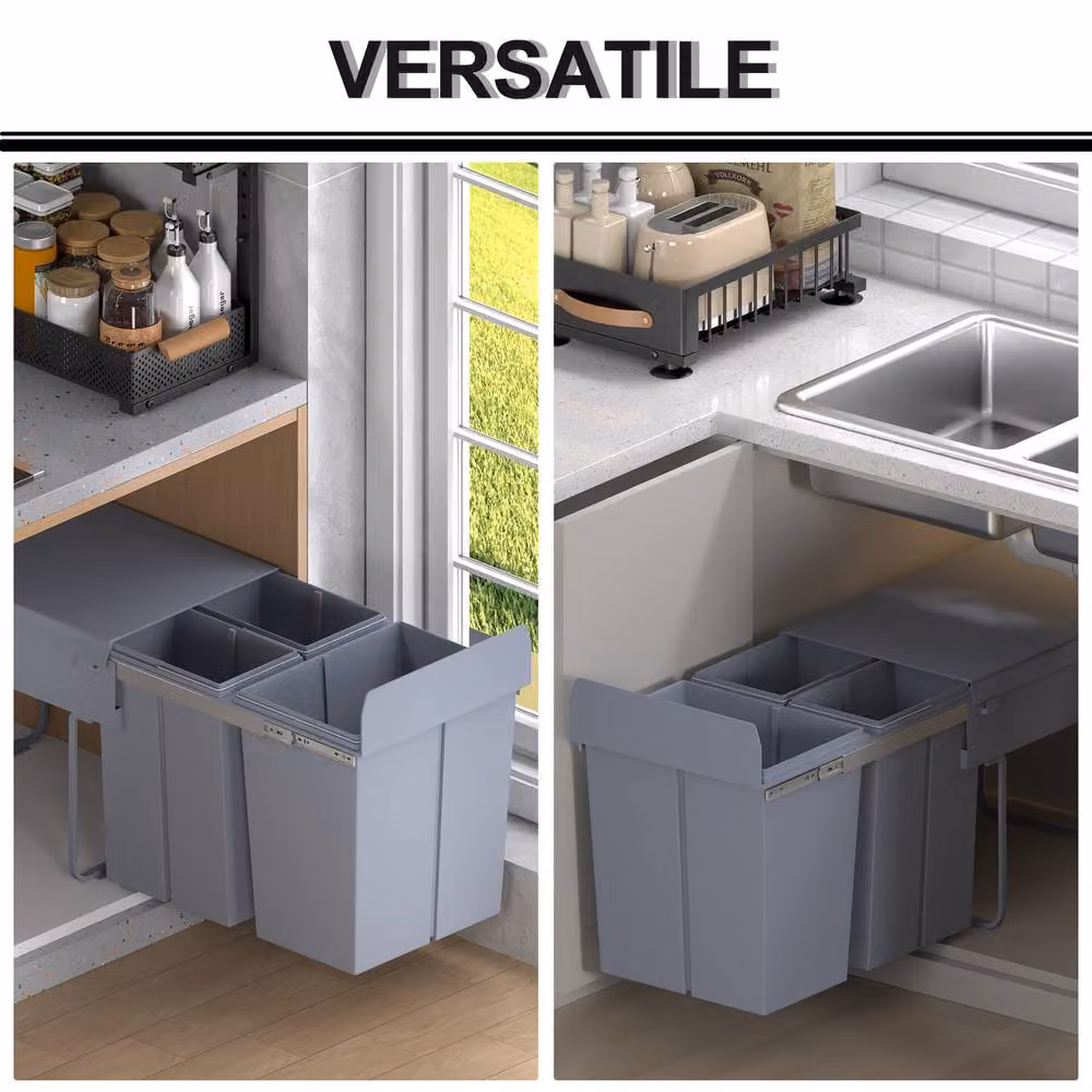 STILVORA Pull-Out Built-In Recycling Bin, 40L, Grey – 6
