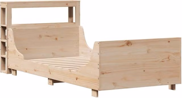 Berkfield Home Sleek Solid Wood Pine Bed Frame in Light Brown, W/D/H: 90 x 200 cm – 1
