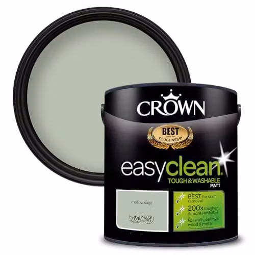 Crown EASYCLEAN Matt Emulsion Wall Paint, Green, 2.5L