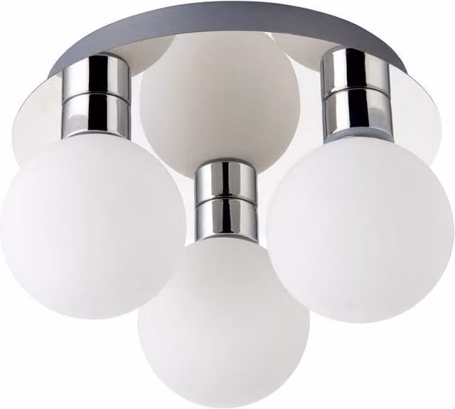 First Choice Lighting Nectar Flush Ceiling Light in Chrome with White Glass Shades – 1