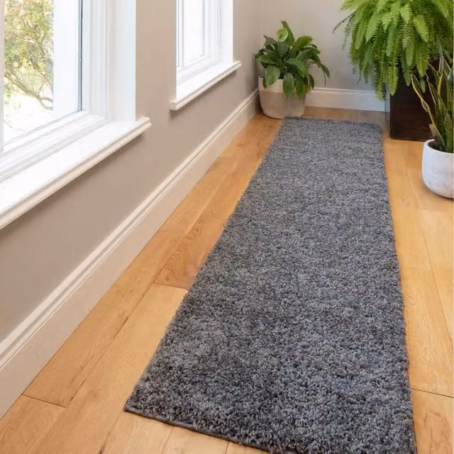 The Rug House Soft Value Shaggy Pile Area Rug in Slate Grey, W: 230 cm, D: 60 cm